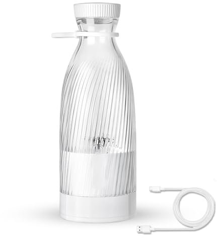 Blender Portable Sans Fil, 500 Ml, Conception à 6 Lames Fresh Juice Blender, Recharge Usb Portable Sans Fil Smoothie Mixer, Pour MéLangeur De Nourriture De Cuisine,White