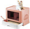 MUL-BOUTIQUE Geschlossene Katzentoilette für Katzen, enthält eine Schubladenplatte und eine Schaufel für Katzentoilette, geeignet für große Katzen und Kätzchen (Rosa, 51 x 41 x 38 cm)