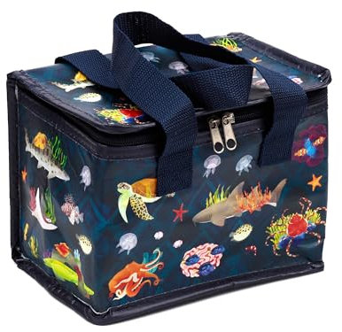 Puckator RPET Cool Bag Lunch Bag Marine Kingdom Themed - Made from Recycled Plastic Bottle - Insulated Lunch Bag for Women Men Children - Lunch Box Bag for Work & School - Beach Picnic Accessories
