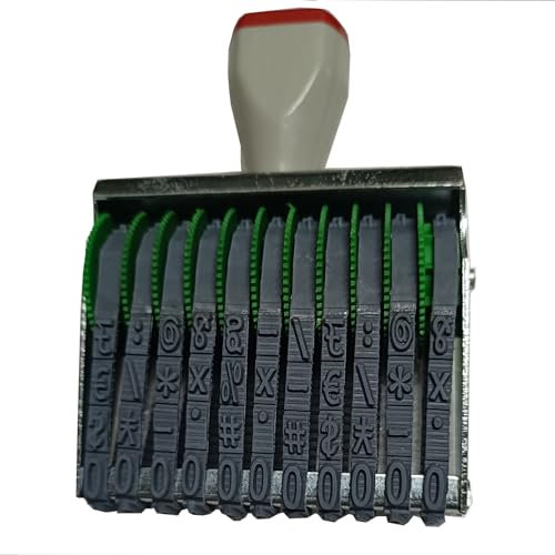 ZHEHUA 11-stelliger verstellbarer Gummi-Nummerierungsstempel mit (0–9) 10 Ziffern und Symbolen – anpassbares Datum, Charge oder Code für Büro, Schule