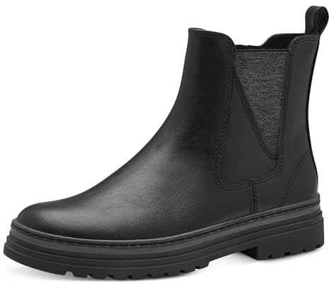 MARCO TOZZI Damen Chelsea Boots Flach mit Reißverschluss, Schwarz (Black), 41 EU