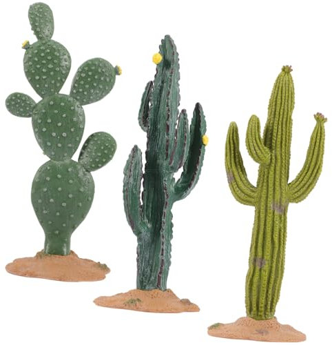 LIFKICH 3 Pz statua di cactus in miniatura mini steli di cactus pianta di fico d'india Home decor fake plants arredamento dell'auto fito arredamento della scrivania figurine di mini piante