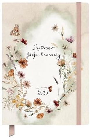 Terminkalender Classic Timer Zarte Blüten - Kalender 2025 - Korsch-Verlag - Eine Woche auf 2 Seiten - Terminplaner - 13 cm x 18,5 cm