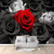 3D Panoramique Murale Roses Rouges Et Roses Noires 350x256 cm Papier Peint Intissé pour Salon Chambre Enfant Chambre Décoration Murale Poster Tableaux Photo Muraux