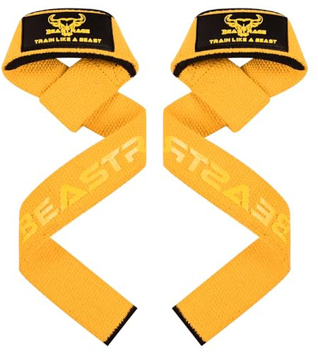 BEAST RAGE Gewichtheber-Gurte für Männer, Frauen, Krafttraining, Performance, Training und Gymnastik (Gelb)