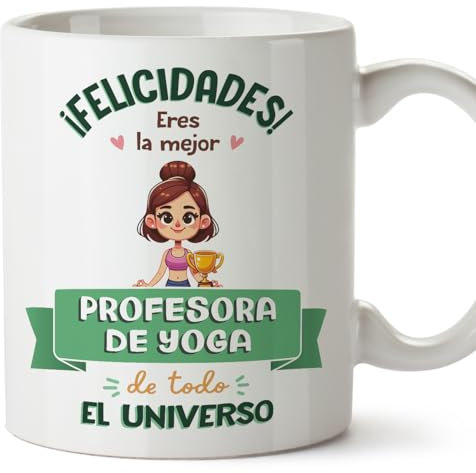 MUGFFINS Tazas para PROFESORA DE YOGA mujer - En Español - Mejor Universo Trofeo - 11 oz / 330 ml - Regalo original y divertido