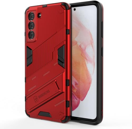 ATISIJIE Hülle für Redmi 10 Prime/Note 11 4G,mit Ständer,Militärqualität stoßfeste,Weiches Prämie Silikon TPU+PC Kratzfest Schutzhülle-Rot