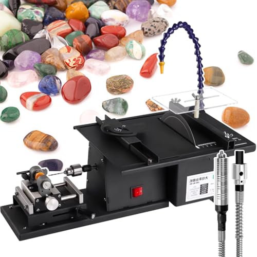 LYDBMYT DIY-Tischkreissäge für Schmuck mit Flexibler Welle/Zubehör zum Schneiden, Schleifen, Gravieren, Polieren und Bohren von Edelsteinen, Polierschleifer für Edelsteine