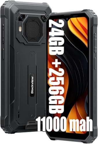 Blackview BV6200 Plus 24Go+256Go Telephone Portable Incassable, 11000mAh, Android 14 Téléphone Débloqué, 16MP+13MP, 6.56 HD+ Smartphone Incassable Etanche, Dual 4G LTE/GPS/NFC/OTG Phones
