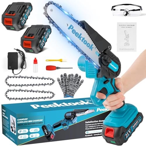 Brushless 6 Inch Mini Chainsaw 700W Motor Cordless Chainsaw with 4000mAh Battery & 2 Chains, Light Weight Battery Chainsaw Electric