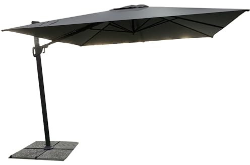 Sicignano Sonnenschirm mit Aluminiumrahmen, Polyester-Plane 250 g/m², einziehbarer Verschluss mit Kurbel, höhenverstellbar, für Garten, Bar, Restaurant (Anthrazit, 3 x 4 m, nur Sonnenschirm