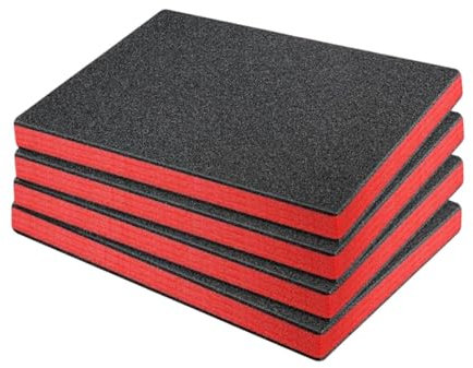 Sharplace 4 Pieces Foam Inserts for Cases EPE Foam Sheets, Polyethylene Tool Box Pad, Cushion Insert Pick, Multi Liner Red and Black Cuttable Packing Foam Pads for Storage Drawer, 46x30x2.5cm