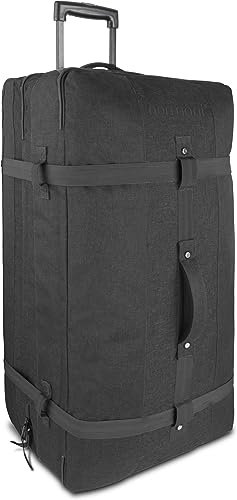 XXL Reisetasche mit 125 Liter und 3 großen Fächern - Trolley mt Zwei Rollen Travel Bag Farbe Black