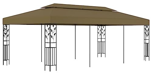 Massbinet Pavillon 6x3 m Gartenpavillon für Garten, Terrassen Taupe 180 g/m²