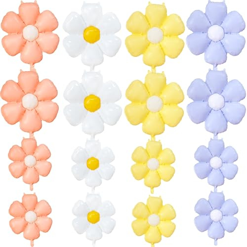 Folienballon Gänseblümchen, 16 Stück Bunt Blume Luftballon, Gänseblümchen Ballons Geburtstag Mädchen, Boho Luftballons Blumen Pastellfarben für Geburtstags Party Hochzeit Dekorieren
