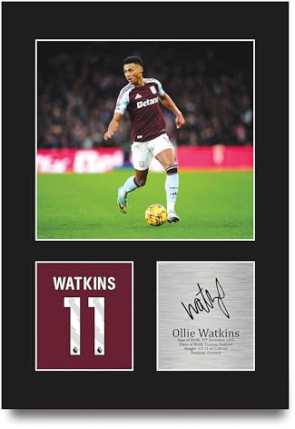 HWC Trading Ollie Watkins Aston Villa Gifts Printed Signed Autograph Picture for Football Fans and Supporters - A4 Portrait