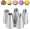 Set di beccucci per tubazioni in acciaio inox, 5 misure assortite (6B, 2D, 1M, 2A, 2F) per decorazione di torte, cupcake e pasticceria