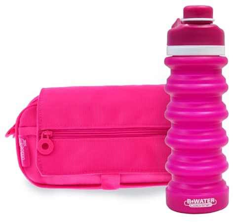 office box Colorline Federmäppchen mit 3 Fächern, mit Reißverschluss, mehrere Taschen, Stundenplan und ID-Karte und Streifen zum Mitnehmen in Ihrem Trolley, Fuchsia + Wasser, 22 cm largo x 11 cm de