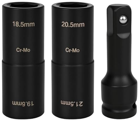 Rzspher Radmuttern Nuss 19,5 18,5 20,5 21,5 mm Doppelkopf Radmutternschlüssel, 1/2 Zoll Doppelkopf Radmutter Klapp Stecknuss für Ford Land Rover und Alle Modelle