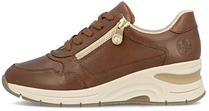 Rieker N9301 Womens tan Leather Wedge Heel Sneakers (Brown, UK Footwear Size System, Adult, Women, Numeric, Medium, 5)