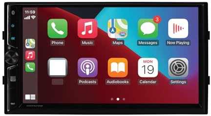 Sistema navegación Coche Receptor estéreo para Coche con Pantalla táctil de 7 y navegación inalámbrica para Apple CarPlay Android Auto