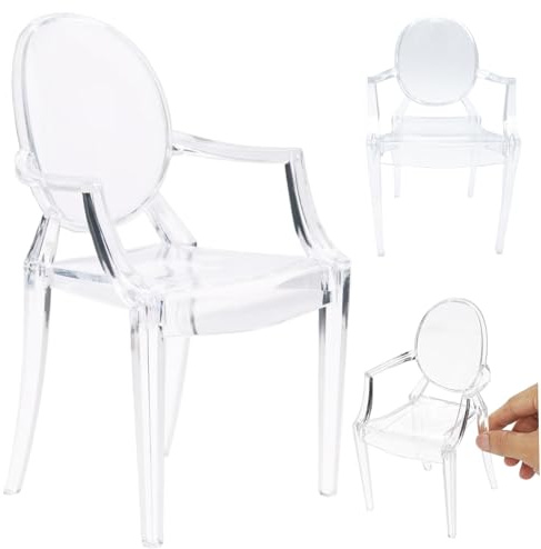 Puppenmöbel im Maßstab 1:6, Ministuhl, transparente Puppenhausmöbel aus Kunststoff, Sessel, realistische DIY-Minisessel im Maßstab 1:6, Rückenlehnenstühle für Puppen, Puppenhaus für den täglichen Geb