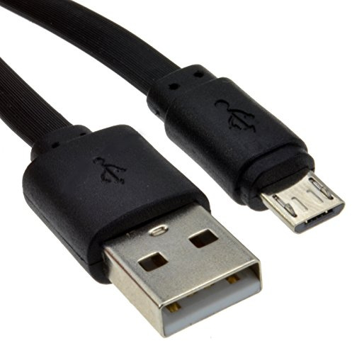 kenable FLAT USB A to MICRO B TYPE 24AWG FAST CHARGE Cable 1.8m Lead Black