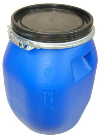 Lot de 6 Barils poliétylène ouverture totale 30 L, bleu, fût réservoir, qualité alimentaire, avec couvercle (6x22094)