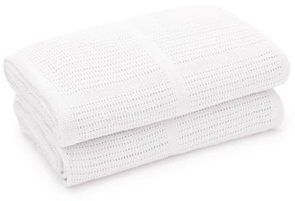 Bloomsbury Mill – Doppelpack – 100% Reine Bio-Baumwolle – Besonders Weiche Babydecke/Kuscheldecke – 75cm x 95cm - Kinderwagen/Reisekorb/Tragekorb - Weiß