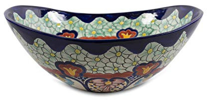 Cerames Juanetta - Talavera mexikanisches Waschbecken - Cerames | Aufsatzwaschbecken 46 x 38 x 15 cm | Waschschale aus Mexiko für Badezimmer, rustikale Küche