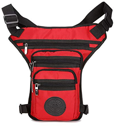 Multifunktionale Beintasche Hüfttasche Wasserdicht Gürteltasche Herren Outdoor Sport Motorrad Fahrrad Tasche Messenger Bag für Reisen Radfahren Wandert Rote