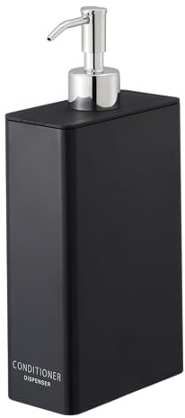 YAMAZAKI Conditioner Dispenser Spender für die Dusche, Moderne Flaschenpumpe, ABS-Kunststoff, Harz, Edelstahl, Polyethylen, Schwarz, One Size