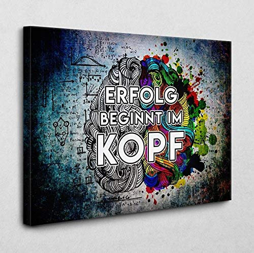 BE100 Motivation-Leinwandbild - Erfolg beginnt im Kopf (120x80 cm)