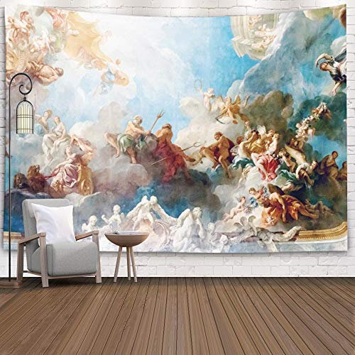 Sertiony Jesus Raumdekor Wandteppiche 152,4 x 127,7 cm Paris Frankreich Deckengemälde in Hercules Zimmer des königlichen Chateau Versailles Blau Wandkunst Wandbehang für Schlafzimmer Bett Wandteppich