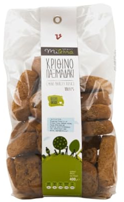 MITERRA Mini Fette Biscottate d'Orzo Integrali 2x400g (800g) | Mini frise cretesi d'orzo con lievito madre e olio extravergine d'oliva – croccanti, per la dieta mediterranea