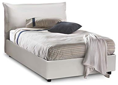 Talamo Italia - Doppelbett Clara, Bettkasten mit Kunstlederbezug, 100 % Made in Italy, Öffnung vorne, inklusive Matratze 120 x 190 cm, Weiß