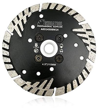 SHDIATOOL Diamant-Trennscheibe 115mm mit Turbo schrägen Schutzzähnen für Beton Backstein Fliese Granit Marmor Mauerwerk