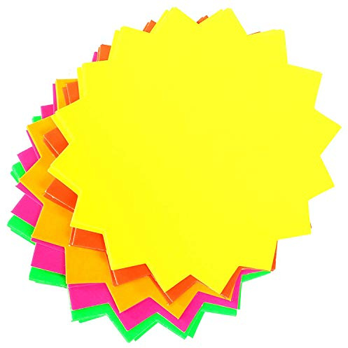 PLG Pack of 40 Premier Quality Fluorescent Flash Stars 6/15 x 15cm Shop Retail Price Signs Sale Cards Notices Neon