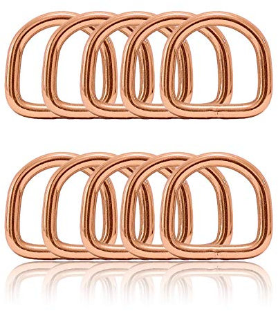 Ganzoo D - Ring aus Stahl, 10er Set, Innenmaß 15mm, Materialstärke 3mm, DIY Hunde-Halsband, nichtrostend, geschweißt, Ideal mit Paracord 550, Farbe Rose-Gold