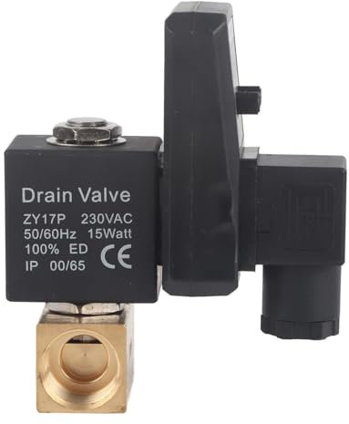 Walfront Automatisches Elektronisches Zeitgesteuerter Kondensatableiter Ablassventil G1/2 DN15, Getrenntes Kondensatventil für Automatischer Wasserabscheider Kompressor(230V)