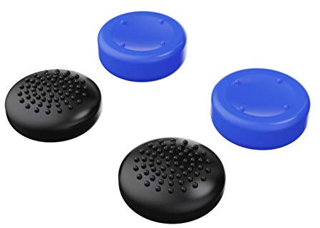 Konix Mythics Pack de 4 appuie-Pouces antidérapants pour joysticks manettes DualSense PS5 - Silicone - Noir et Bleu