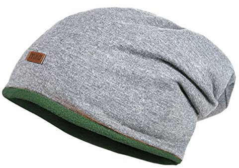 Lässiges Beanie zum wenden BW Jersey in Grau Uni > Fleece in Waldgrün von Maximo 986200