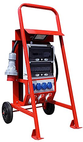 Doktorvolt Stromverteiler Baustromverteiler Mit Ständer Und Stromzähler eXT S/FI SET 32A 2x16A 4x230V Mennekes Steckdosen Siemens
