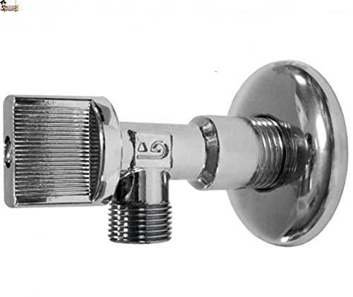 BricoLoco Llave de paso agua. Llave de escuadra macho. Cierre de esfera. En latón cromado. 1/2 x 3/8”. Grifo para lavabo, cisterna, lavadora, lavavajillas. (MACHO, 1/2 x 3/8”(1))