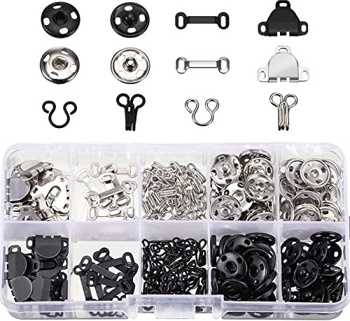 DFsucces Sewing Hooks and Eyes Set,Sew-on Snap Buttons, DIY Clothing Buttons,3 Styles Hook and Eye Closures Sewing Snaps Kit,for Clothes Bags Sewing(100 Pcs)