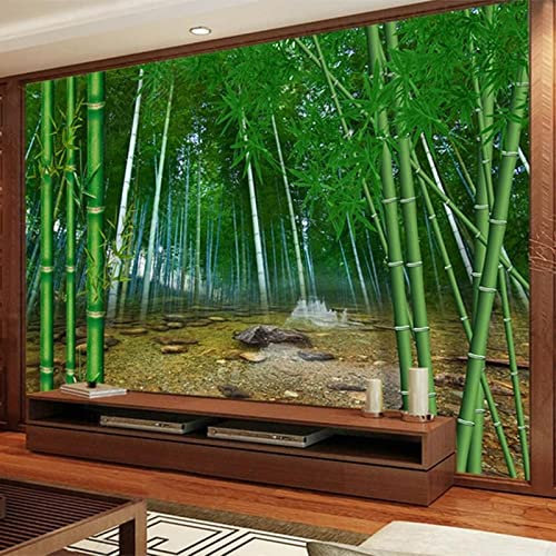 XTSWallpaper Fototapete 3D Effekt 300X200Cm Grün Pflanze Bambus Wandtattoo Wandaufkleber Tapete Fototapete 3D Effekt Wandbild Wandtapete Hauptdekorationen Für Wohnzimmer Schlafzimmer