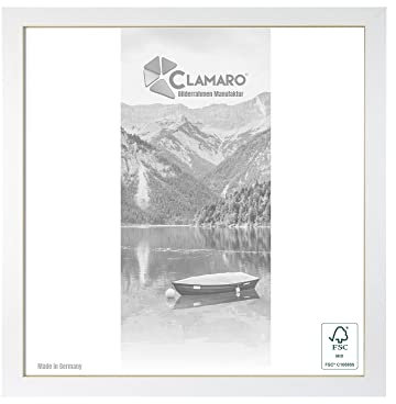 Clamaro 'Collage' Marco de Fotos Cuadrado 80x80 | Blanco Mate | Moderno Marco para Cuadros de Tablero MDF con Cristal de Vidrio acrílico, Placa Trasera y Colgador (Horizontal y Vertical)