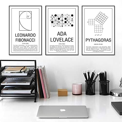 SDVIB Math Poster Bildung Wandkunst Leinwand Gemälde Drucke Mathematiker Alan Turing Wandbild Home Wall Decor15.7x 23.6(40x60cm) x3 Kein Rahmen