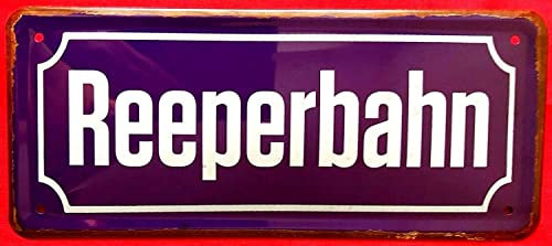 DekoDrom® Blechschild 28x12 cm REEPERBAHN Wand + Türschild Straßenschild Stil Hamburg St. Pauli Haus Wohnung Garten Büro Bar Kneipe Cafe Geschenk Sammler 010