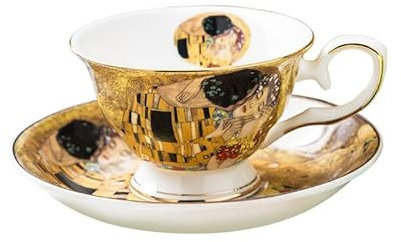 Tasse Becher Klimt Classic Design Kaffeetasse und Tee Saucer Keramik & Bone China Kaffeetasse Keramik Set Kaffeetassen